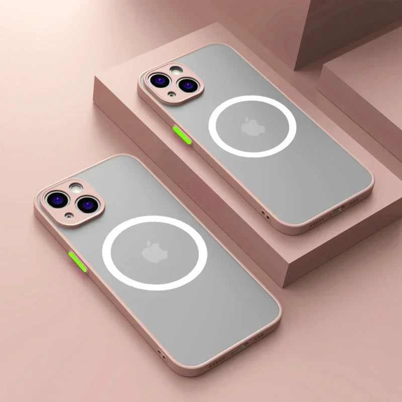 Luxury Matte Armor Magnetic For Magsafe Wireless Charge Phone Case For iPhone 17 Pro Max 16 15 14 Plus 11 12 13 Mini  Cover