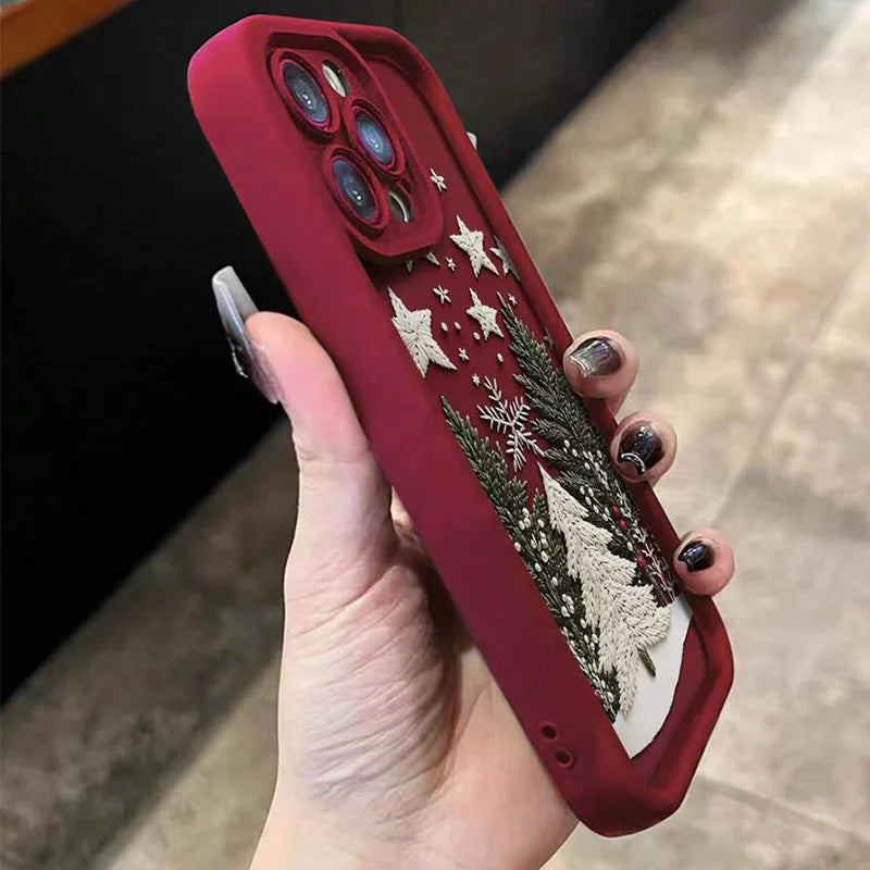 Coque de téléphone motif sapin de Noël — Compatible iPhone 11 à 17 Pro Max