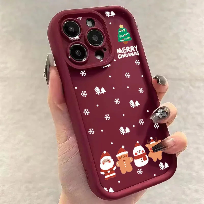 Christmas Santa Elk Phone Case For iPhone 17 16 15 14 13 12 11 Pro Max X XS XR 7 8 Plus Soft Silicone Shockproof Back Cover