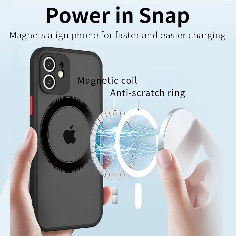Luxury Matte Armor Magnetic For Magsafe Wireless Charge Phone Case For iPhone 17 Pro Max 16 15 14 Plus 11 12 13 Mini  Cover