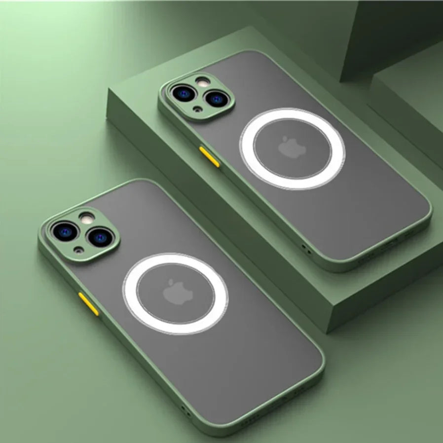 Luxury Matte Armor Magnetic For Magsafe Wireless Charge Phone Case For iPhone 17 Pro Max 16 15 14 Plus 11 12 13 Mini  Cover