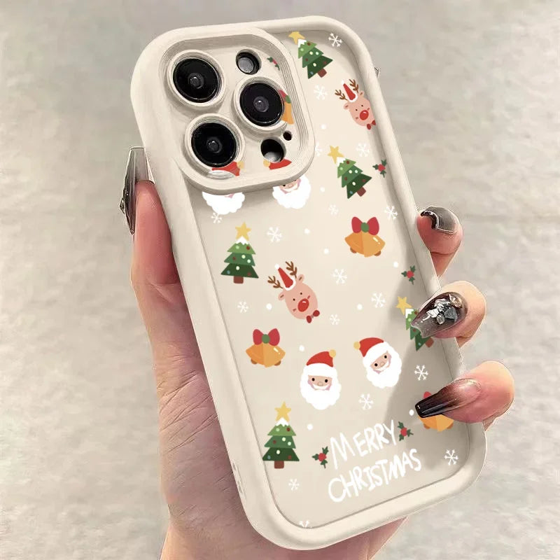 Christmas Santa Elk Phone Case For iPhone 17 16 15 14 13 12 11 Pro Max X XS XR 7 8 Plus Soft Silicone Shockproof Back Cover