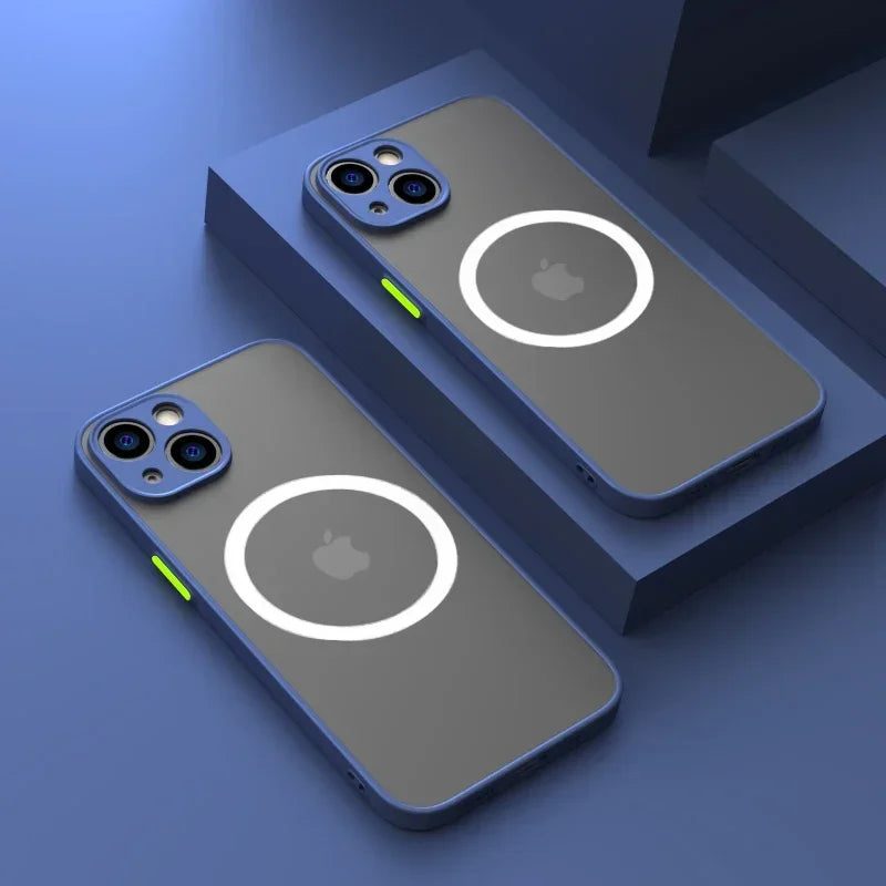Luxury Matte Armor Magnetic For Magsafe Wireless Charge Phone Case For iPhone 17 Pro Max 16 15 14 Plus 11 12 13 Mini  Cover
