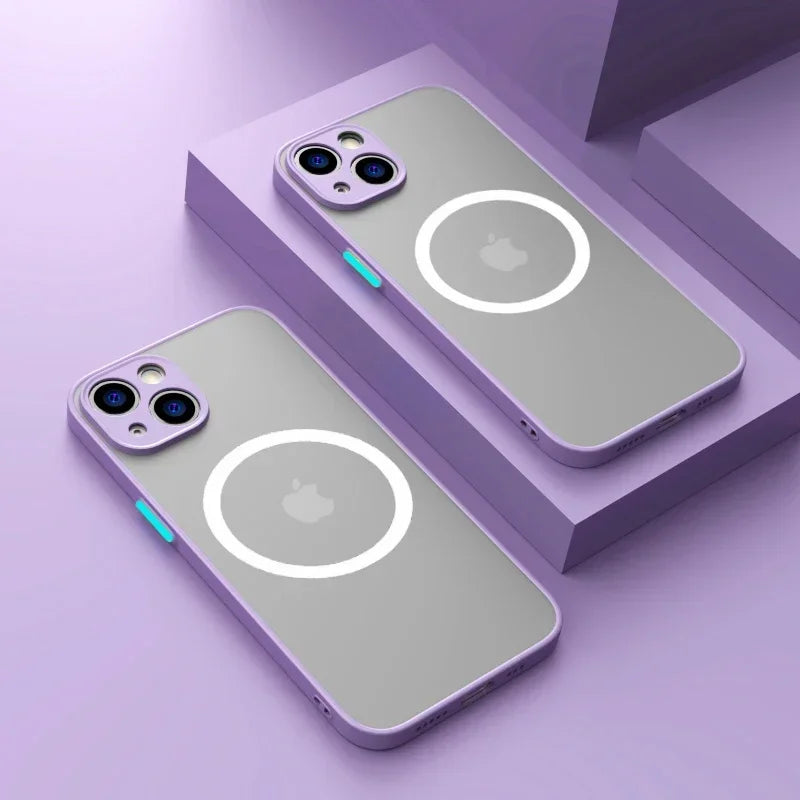 Luxury Matte Armor Magnetic For Magsafe Wireless Charge Phone Case For iPhone 17 Pro Max 16 15 14 Plus 11 12 13 Mini  Cover