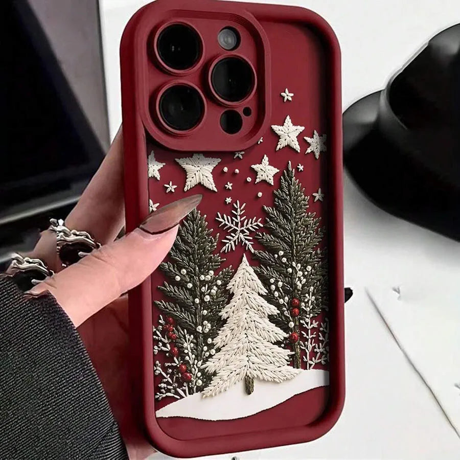 Coque de téléphone motif sapin de Noël — Compatible iPhone 11 à 17 Pro Max