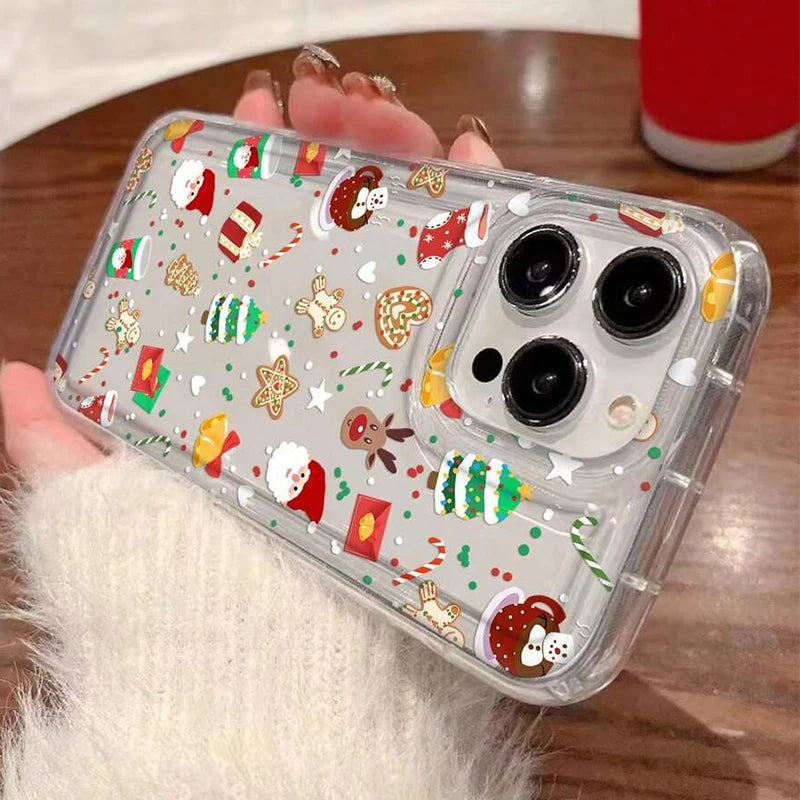 Cartoon Christmas Pattern Phone Case Phone Case For iPhone 17 16 15 14 Pro Max 13 12 11 XS X XR 7 8 Plus 16e 17 Air Clear Cover