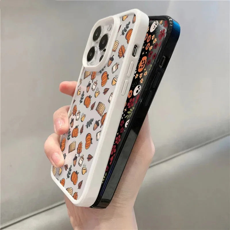 Halloween Cute Pumpkin Skull Phone Case for iPhone 16 15 14 11 Pro Max 13 12 X XR XS Max 7 8 Plus SE 2020 Shockproof Cover