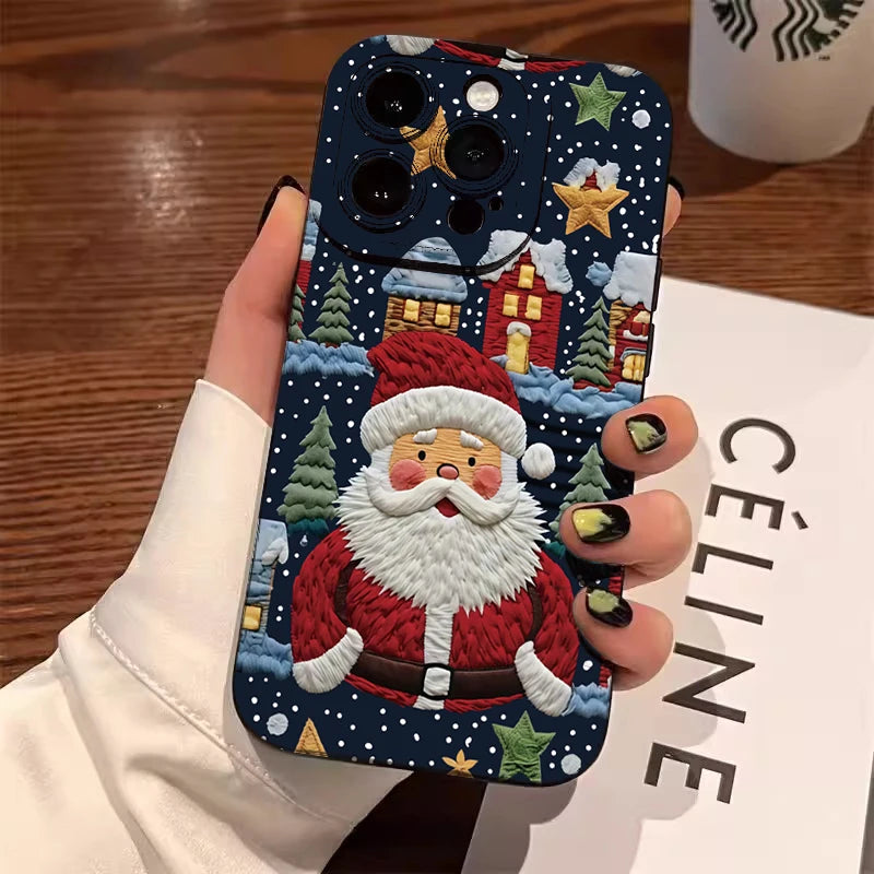 Santa Claus Elk Christmas Tree Phone Case For iPhone 11 12 13 14 15 16 17 Air Pro Max Mini XS X XR 7 8 Plus SE2 Shockproof Cover