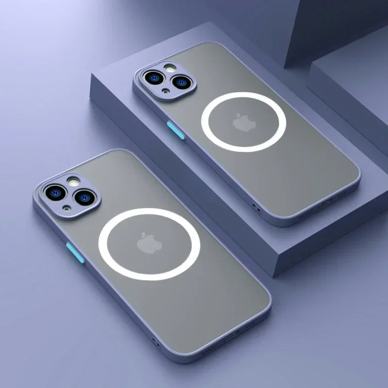 Luxury Matte Armor Magnetic For Magsafe Wireless Charge Phone Case For iPhone 17 Pro Max 16 15 14 Plus 11 12 13 Mini  Cover