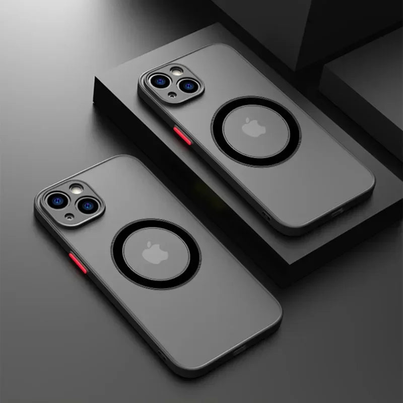 Luxury Matte Armor Magnetic For Magsafe Wireless Charge Phone Case For iPhone 17 Pro Max 16 15 14 Plus 11 12 13 Mini  Cover