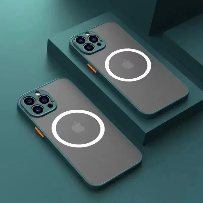 Luxury Matte Armor Magnetic For Magsafe Wireless Charge Phone Case For iPhone 17 Pro Max 16 15 14 Plus 11 12 13 Mini  Cover