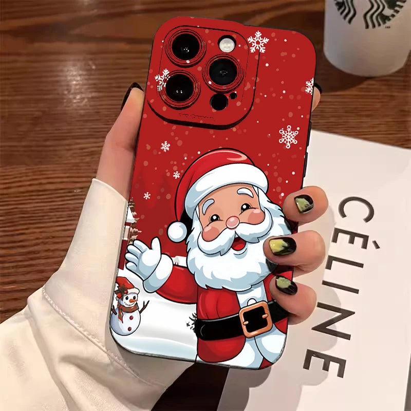 Santa Claus Elk Christmas Tree Phone Case For iPhone 11 12 13 14 15 16 17 Air Pro Max Mini XS X XR 7 8 Plus SE2 Shockproof Cover