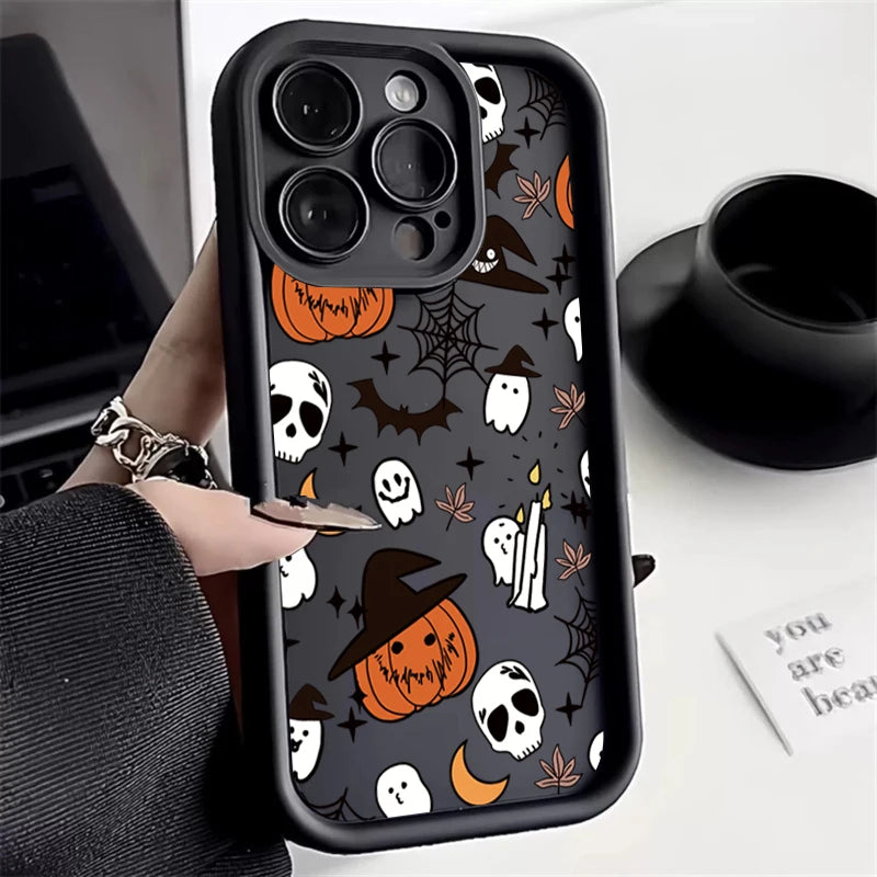 Halloween Pumpkin Ghost Silicone Phone Case For iPhone 17 16 15 14 13 12 11 Pro Max 17 Air 16E XS X XR 7 8 Plus SE Soft Cover