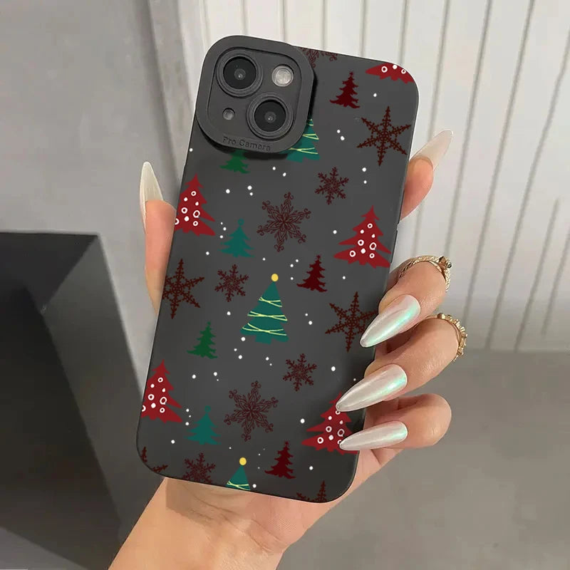 Christmas Tree Graphic Phone Case For iPhone 17 16 Pro Max 15 14 13 12 11 XS X XR 7 8 Plus 16E Shockproof Silicone Bumper Cover