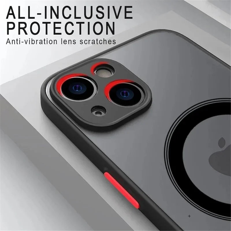 Luxury Matte Armor Magnetic For Magsafe Wireless Charge Phone Case For iPhone 17 Pro Max 16 15 14 Plus 11 12 13 Mini  Cover
