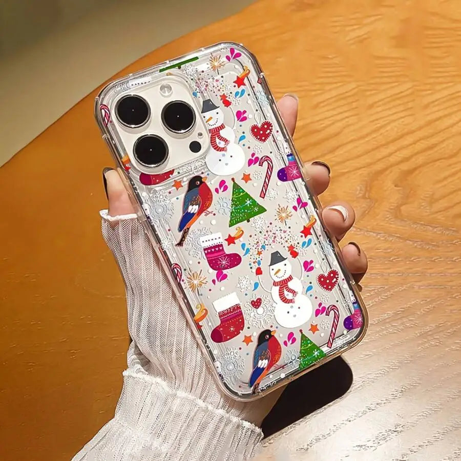 Cartoon Christmas Pattern Phone Case Phone Case For iPhone 17 16 15 14 Pro Max 13 12 11 XS X XR 7 8 Plus 16e 17 Air Clear Cover
