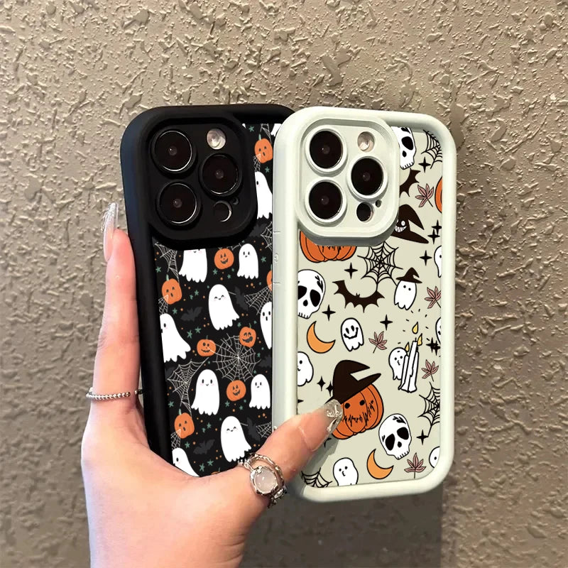 Halloween Pumpkin Ghost Silicone Phone Case For iPhone 17 16 15 14 13 12 11 Pro Max 17 Air 16E XS X XR 7 8 Plus SE Soft Cover