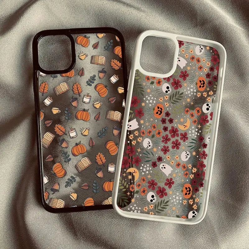 Halloween Cute Pumpkin Skull Phone Case for iPhone 16 15 14 11 Pro Max 13 12 X XR XS Max 7 8 Plus SE 2020 Shockproof Cover
