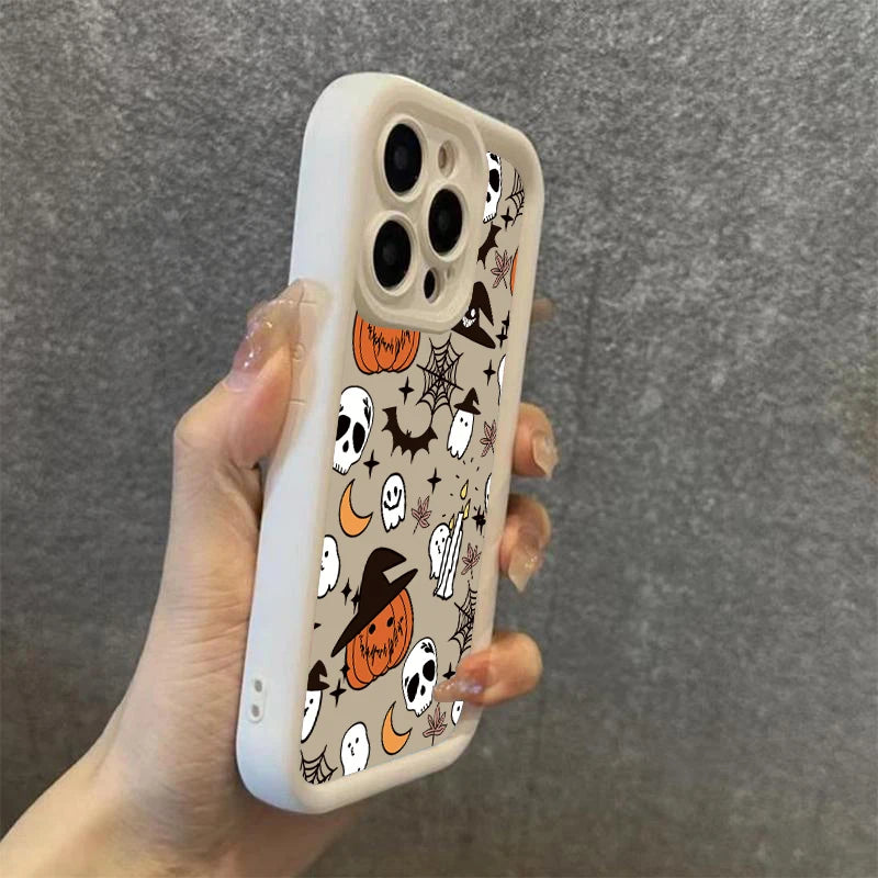 Halloween Pumpkin Ghost Silicone Phone Case For iPhone 17 16 15 14 13 12 11 Pro Max 17 Air 16E XS X XR 7 8 Plus SE Soft Cover