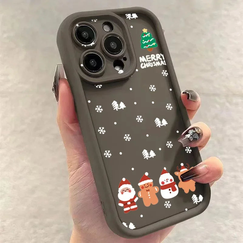 Christmas Santa Elk Phone Case For iPhone 17 16 15 14 13 12 11 Pro Max X XS XR 7 8 Plus Soft Silicone Shockproof Back Cover