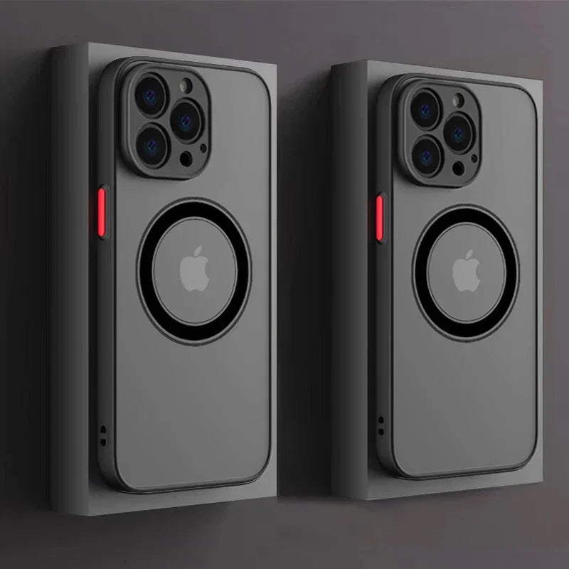 Luxury Matte Armor Magnetic For Magsafe Wireless Charge Phone Case For iPhone 17 Pro Max 16 15 14 Plus 11 12 13 Mini  Cover