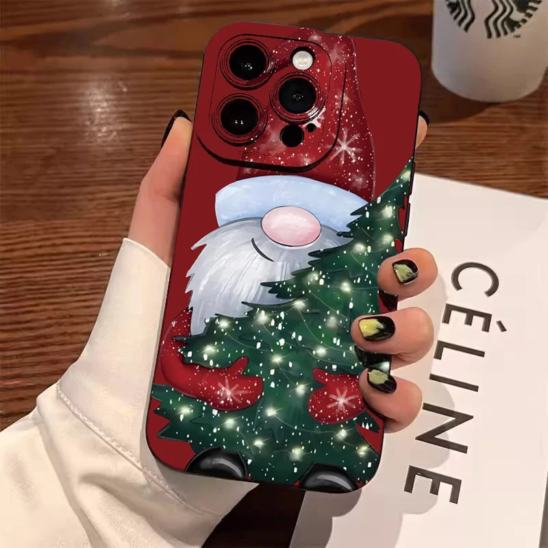 Santa Claus Elk Christmas Tree Phone Case For iPhone 11 12 13 14 15 16 17 Air Pro Max Mini XS X XR 7 8 Plus SE2 Shockproof Cover