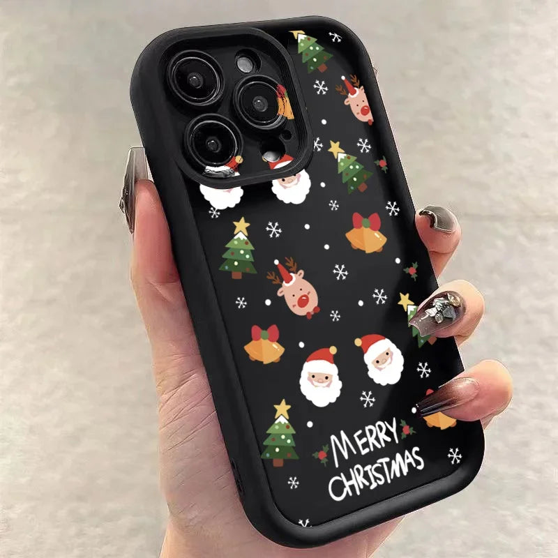 Christmas Santa Elk Phone Case For iPhone 17 16 15 14 13 12 11 Pro Max X XS XR 7 8 Plus Soft Silicone Shockproof Back Cover