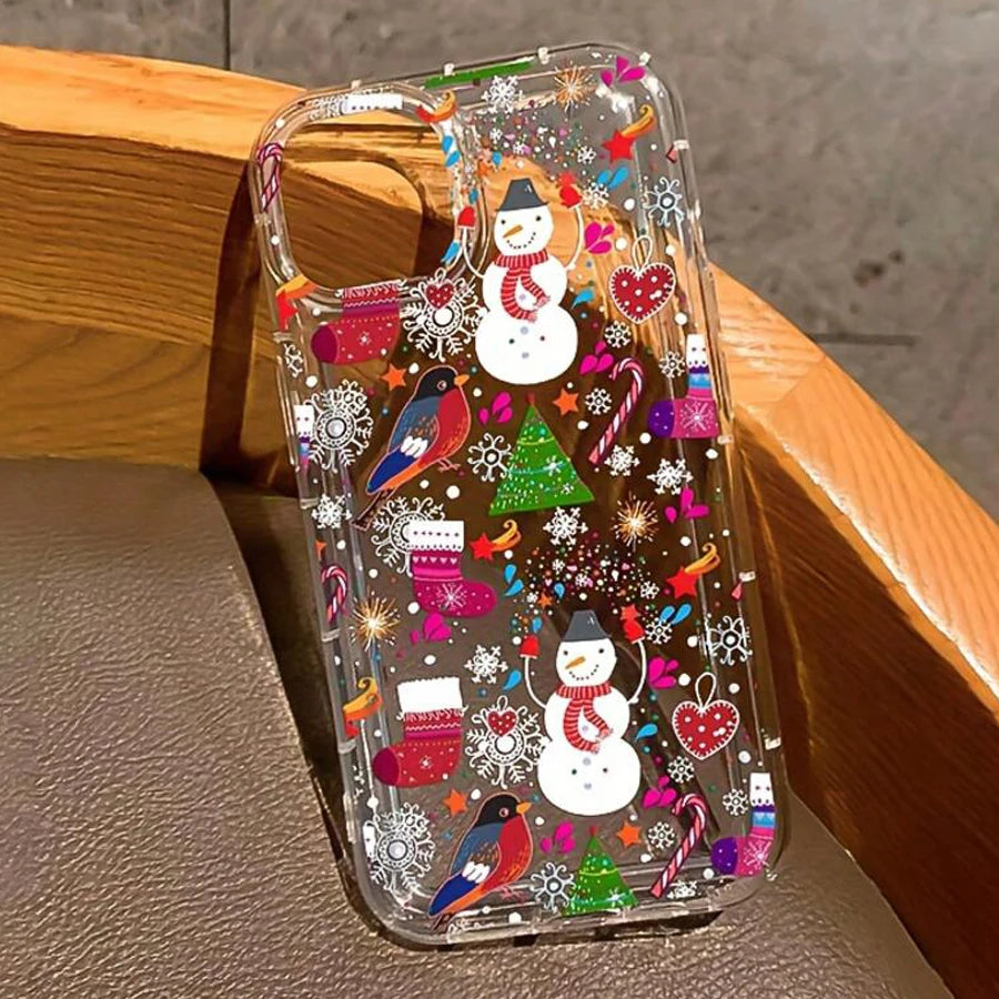 Cartoon Christmas Pattern Phone Case Phone Case For iPhone 17 16 15 14 Pro Max 13 12 11 XS X XR 7 8 Plus 16e 17 Air Clear Cover