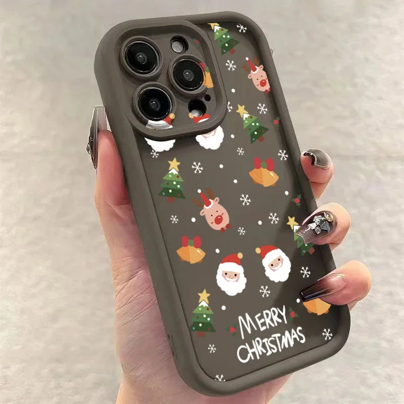 Christmas Santa Elk Phone Case For iPhone 17 16 15 14 13 12 11 Pro Max X XS XR 7 8 Plus Soft Silicone Shockproof Back Cover