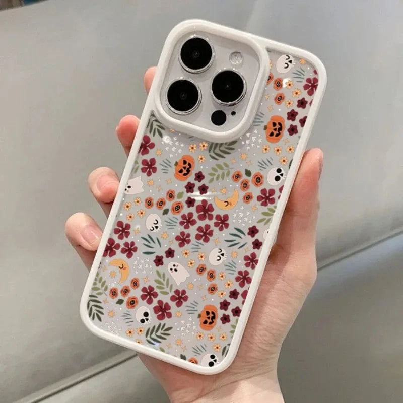 Halloween Cute Pumpkin Skull Phone Case for iPhone 16 15 14 11 Pro Max 13 12 X XR XS Max 7 8 Plus SE 2020 Shockproof Cover
