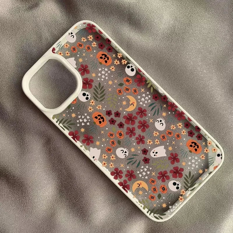 Halloween Cute Pumpkin Skull Phone Case for iPhone 16 15 14 11 Pro Max 13 12 X XR XS Max 7 8 Plus SE 2020 Shockproof Cover