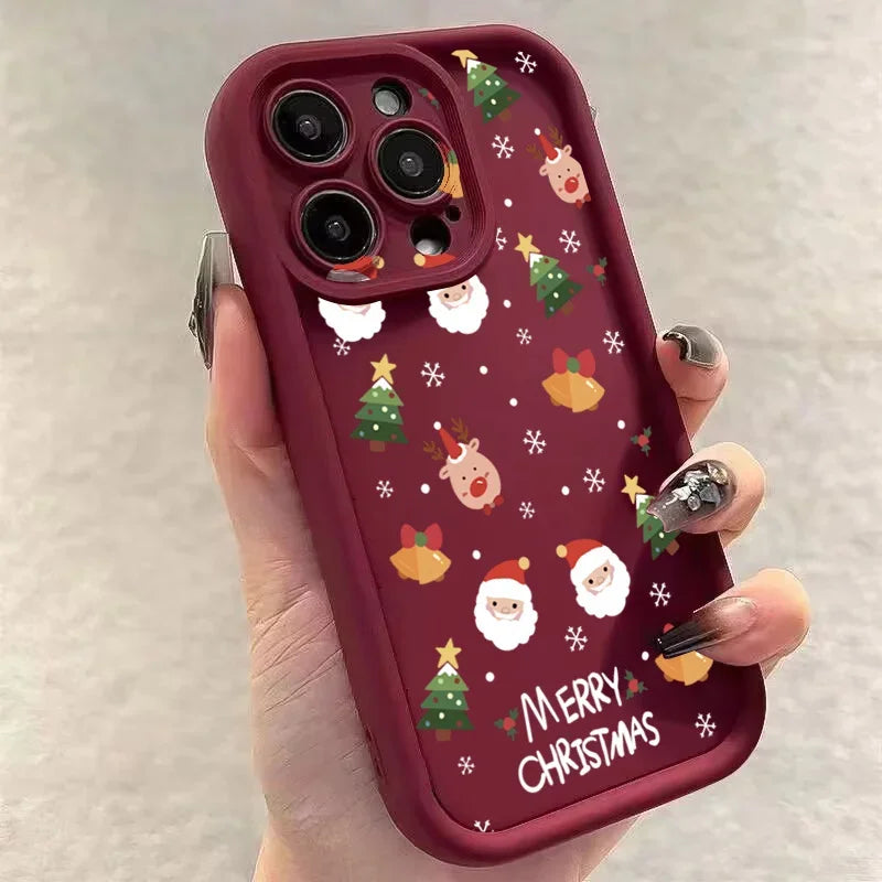 Christmas Santa Elk Phone Case For iPhone 17 16 15 14 13 12 11 Pro Max X XS XR 7 8 Plus Soft Silicone Shockproof Back Cover