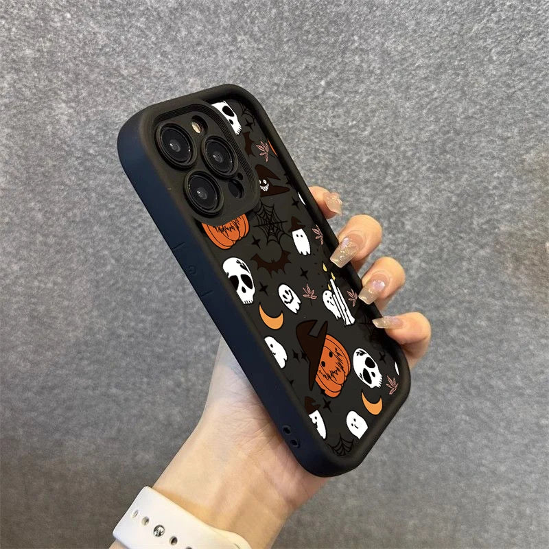 Halloween Pumpkin Ghost Silicone Phone Case For iPhone 17 16 15 14 13 12 11 Pro Max 17 Air 16E XS X XR 7 8 Plus SE Soft Cover